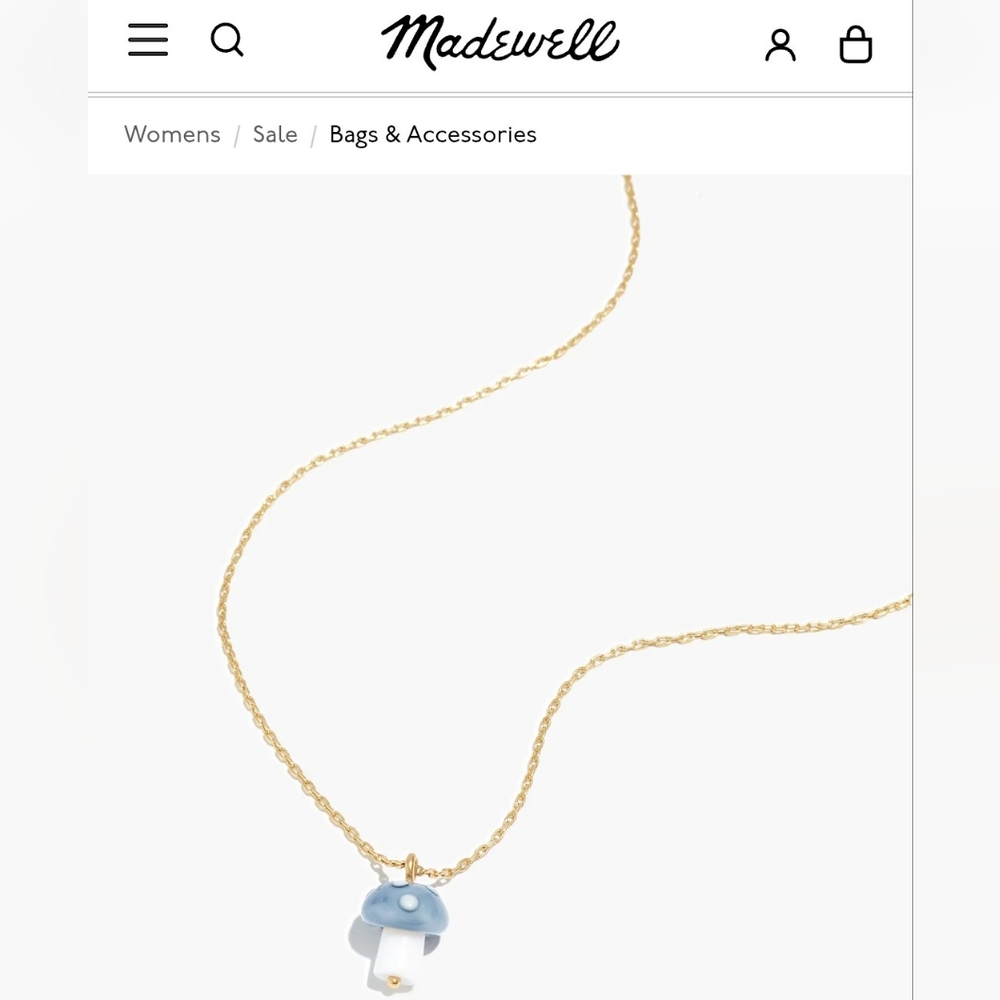 Madewell Gold and Blue Mushroom Necklace NWT - Picture 6 of 9